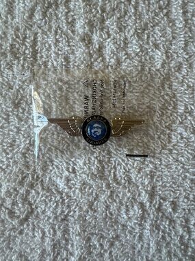 Alaska Airlines Wing Pin Silver & Blue Enamel